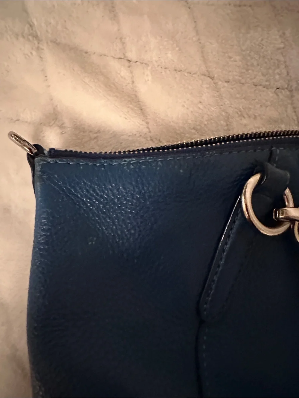 Coach Teal Leather Tote with Gold Hardware